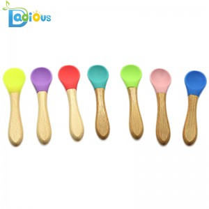 Brugerdefineret logo Bambus Babyudstyr Madklasse Silikone Babyske BPA Gratis naturlige Babyske